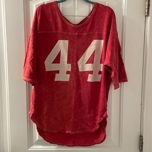 Free People; varsity themed sweatshirt; vintage red